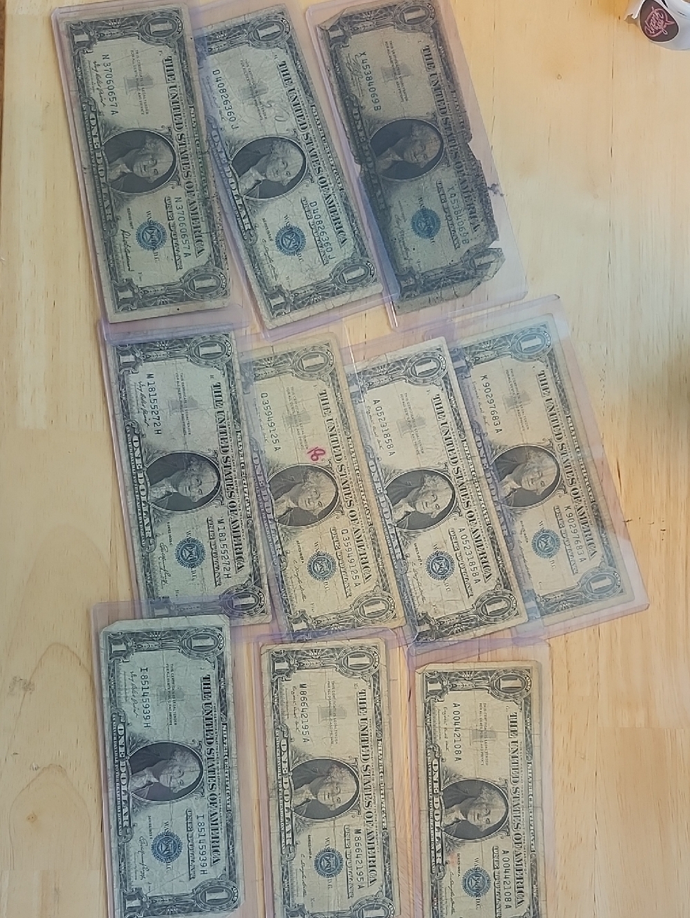 Vintage One Dollar Silver Certificates 1957&1935 Ten In Total